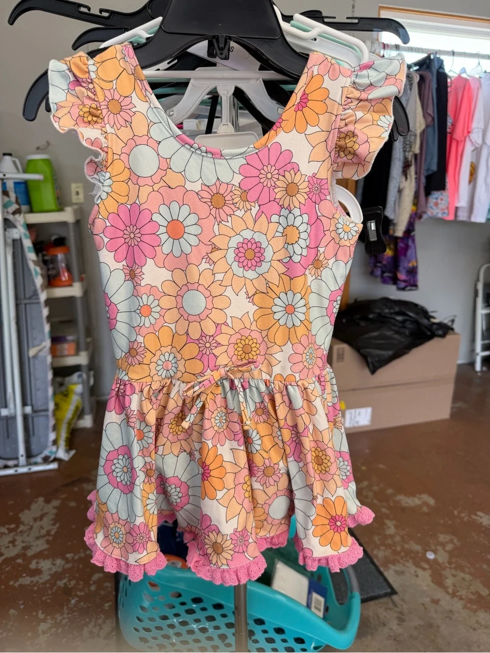 Girls Pink Orange Floral Dance Costume Dress